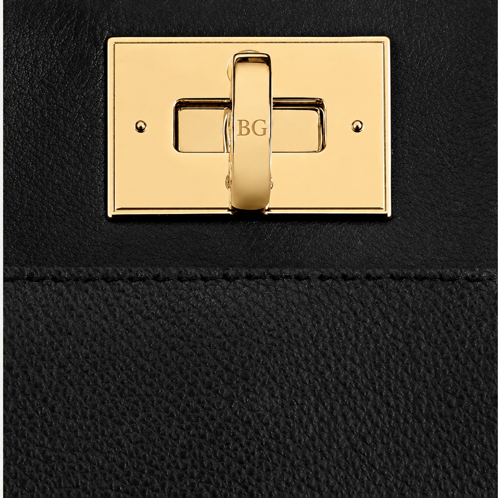 On My Side MM Black Leather Tote