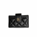 Classic Flap Card Holder in Black Quilted Grained Calfskin