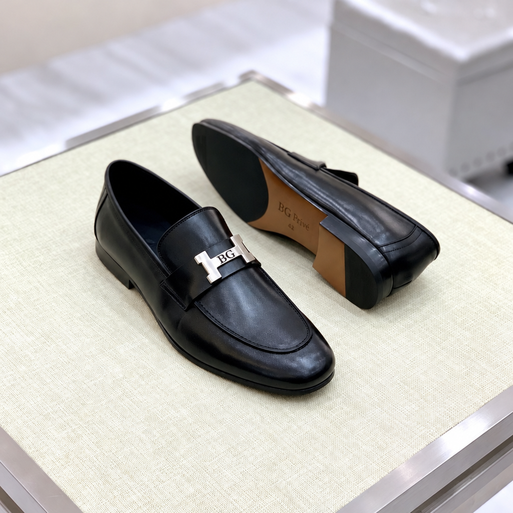 Paris Loafers in Black Goatskin, Men's Size 42