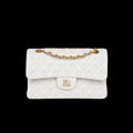 Small Classic Flap Handbag in White Grained Calfskin