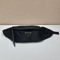 Re-Nylon and Saffiano Leather Belt Bag Black