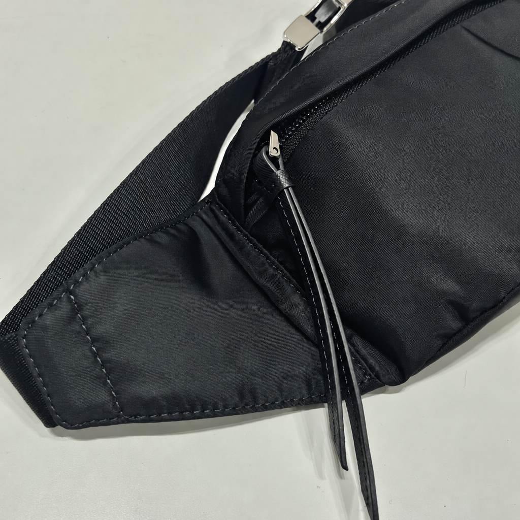 Re-Nylon and Saffiano Leather Belt Bag Black