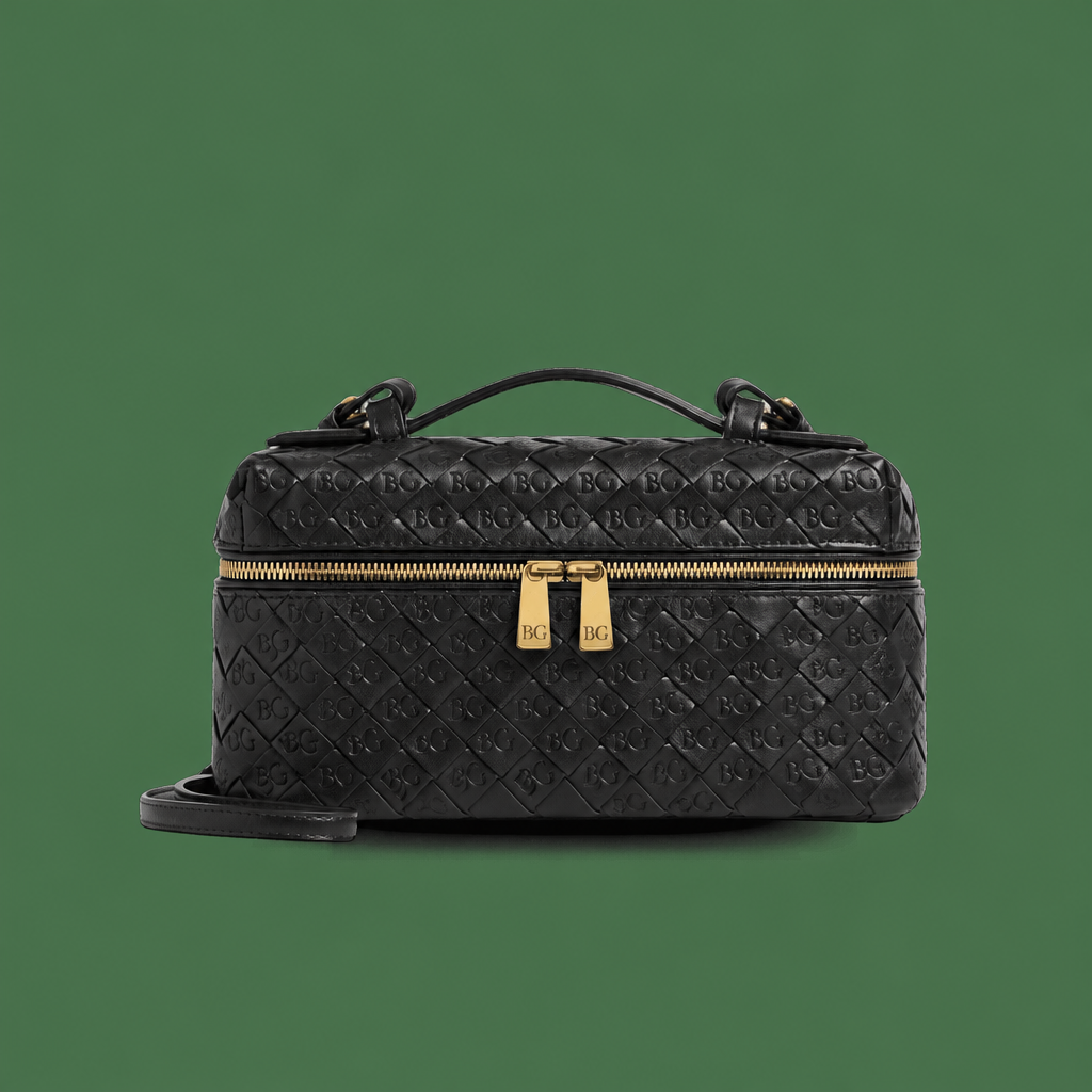 Bang Bang Bag Vanity Case in Black Intrecciato Calfskin