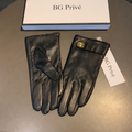 Black Full-Finger Gloves with Gold Wrist Tabs