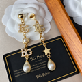 Asymmetrical , Star and Imitation-Pearl Long Drop Earrings