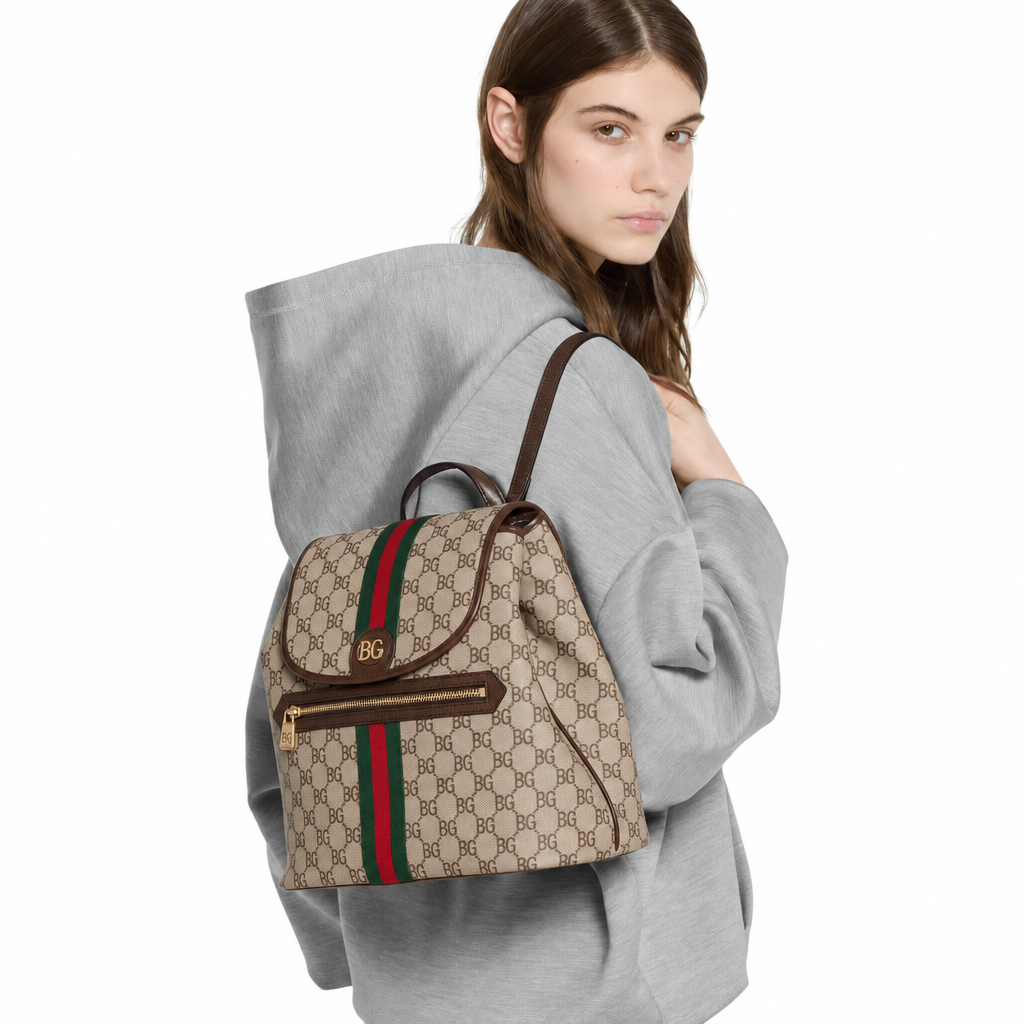 Ophidia Medium Backpack in Beige and Dark Brown Monogram