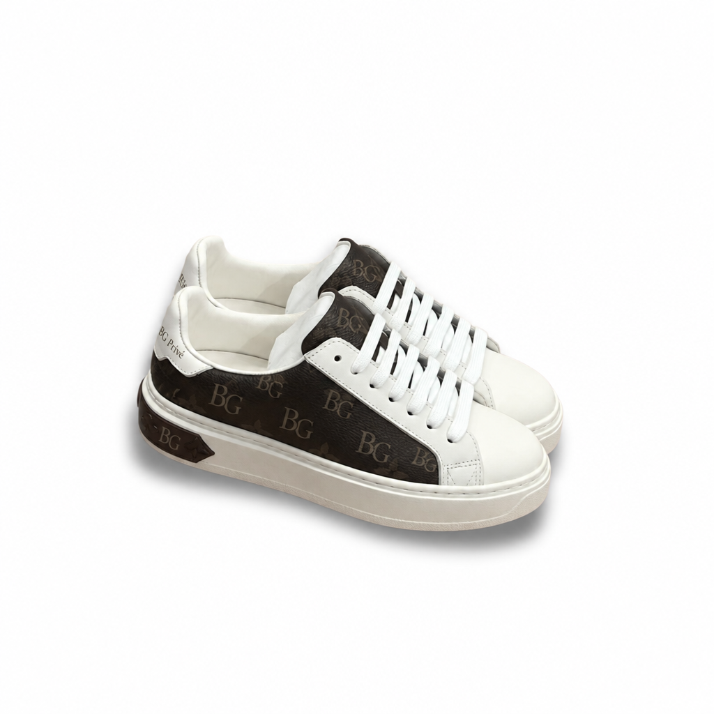 Time Out Sneaker in Brown Monogram and White