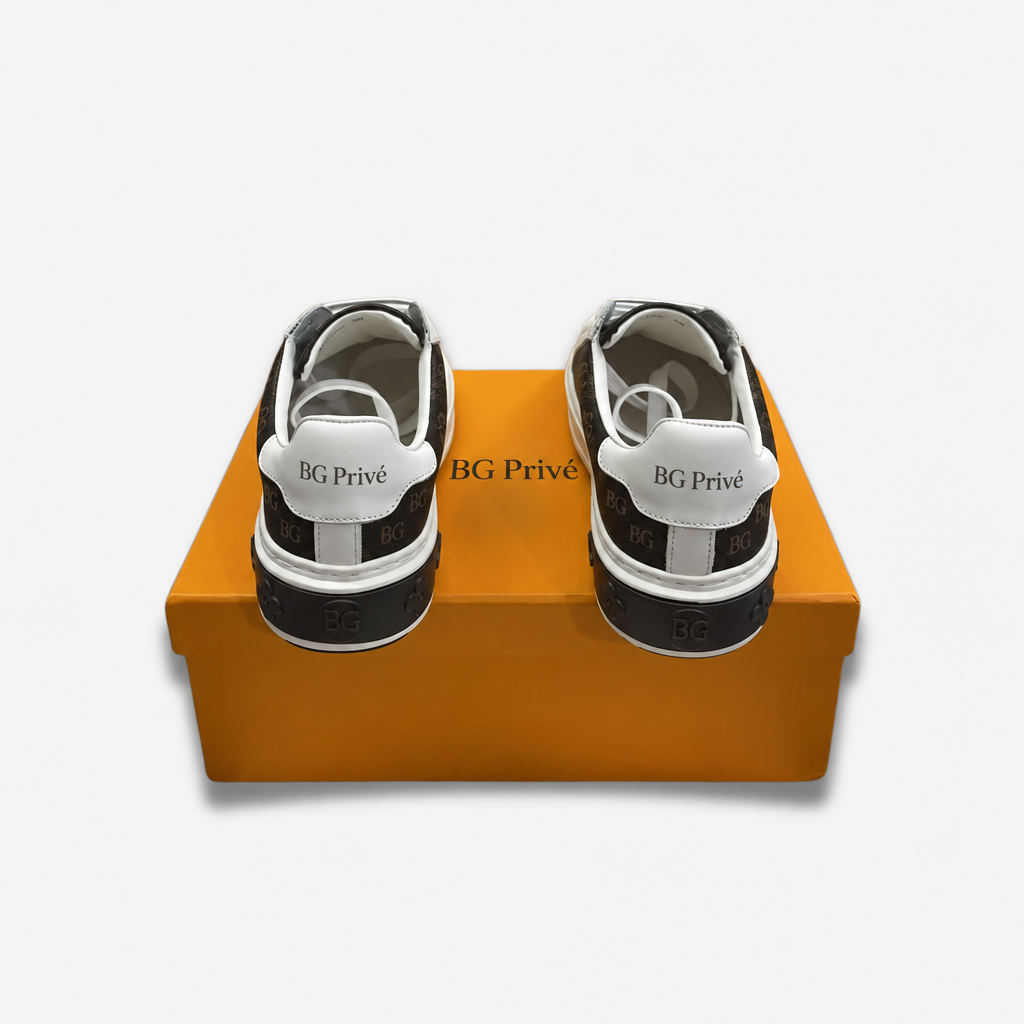Time Out Sneaker in Brown Monogram and White