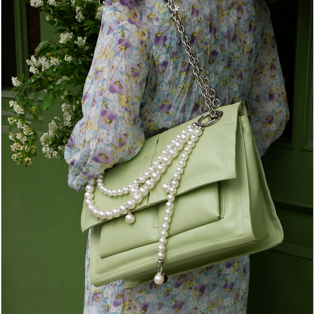 Avocado Green Chain Shoulder Bag