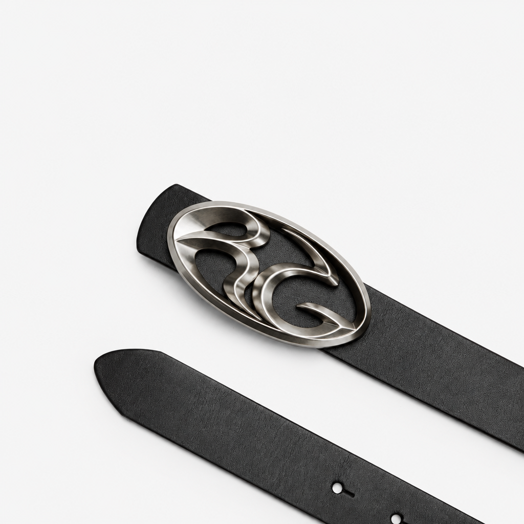 Distressed Full-Grain Leather Belt with Metal Buckle