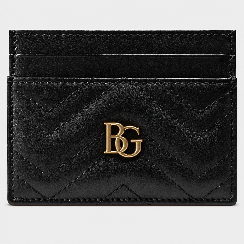 Marmont Card Case in Black Matelassé Chevron Leather
