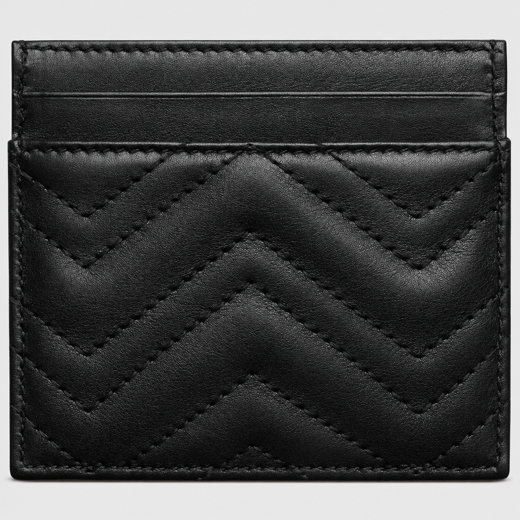 Marmont Card Case in Black Matelassé Chevron Leather