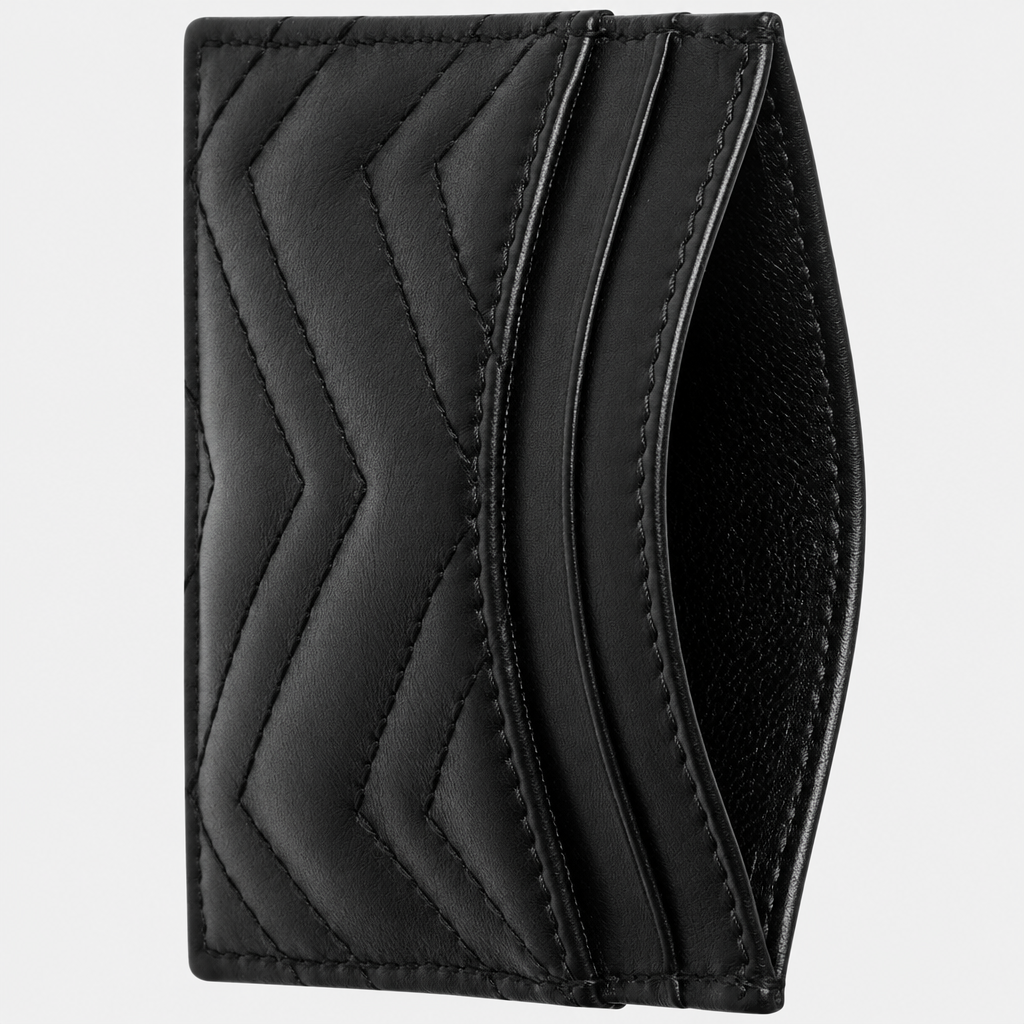 Marmont Card Case in Black Matelassé Chevron Leather