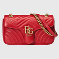 Marmont Small Matelassé Shoulder Bag in Hibiscus Red