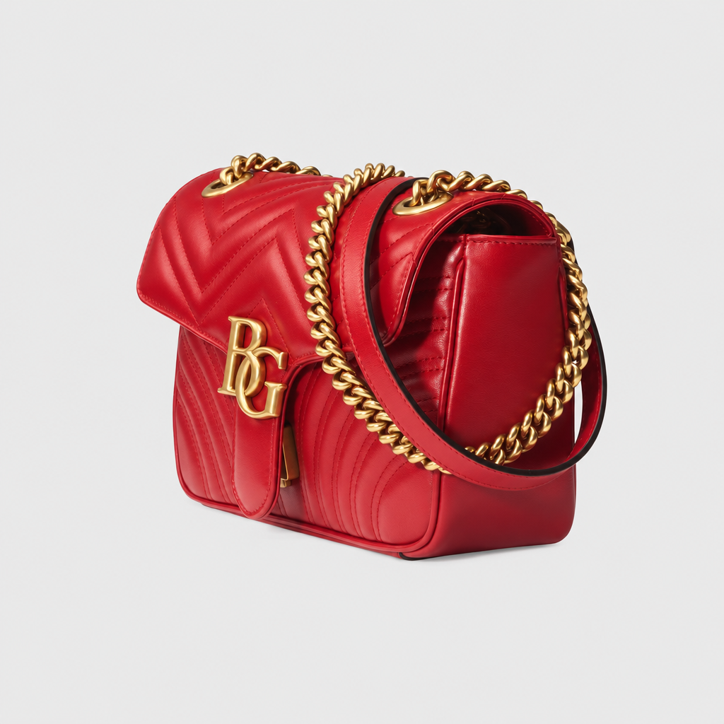 Marmont Small Matelassé Shoulder Bag in Hibiscus Red