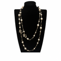 Faux Pearl &amp; Black Beads Baroque Sautoir Necklace