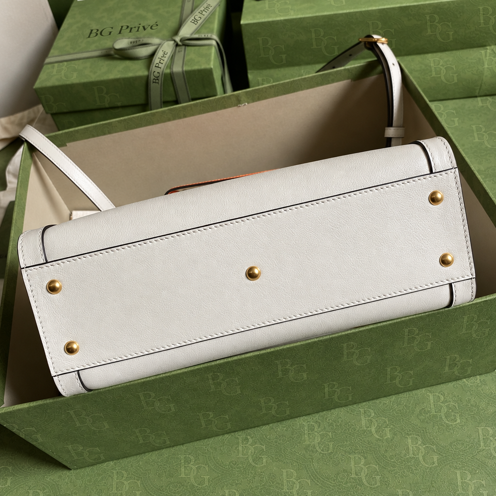 Diana Medium Tote Bag in White Leather