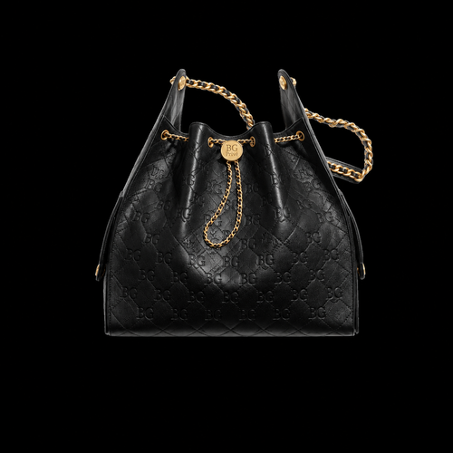 25 Medium Handbag in Black Grained Calfskin