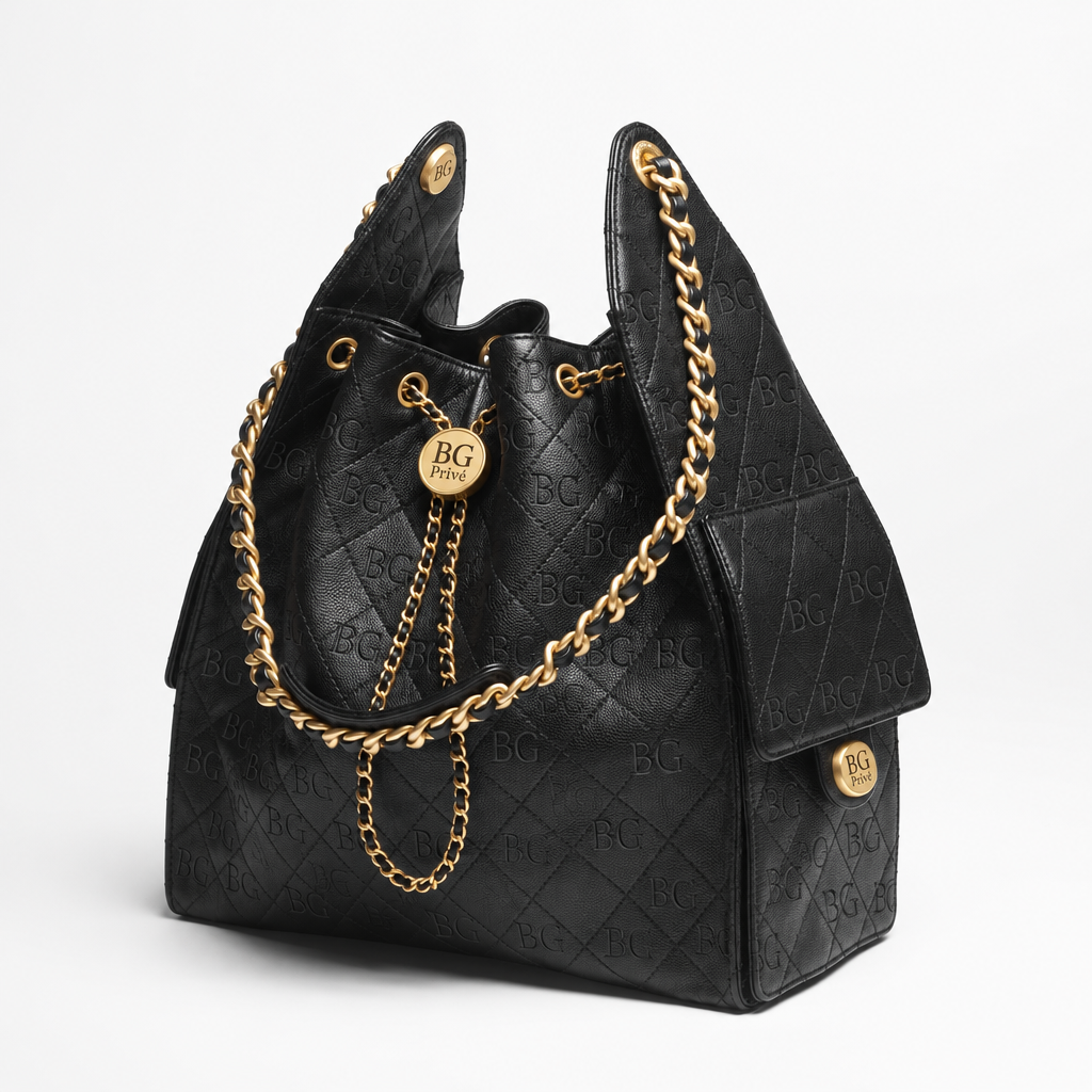 25 Medium Handbag in Black Grained Calfskin