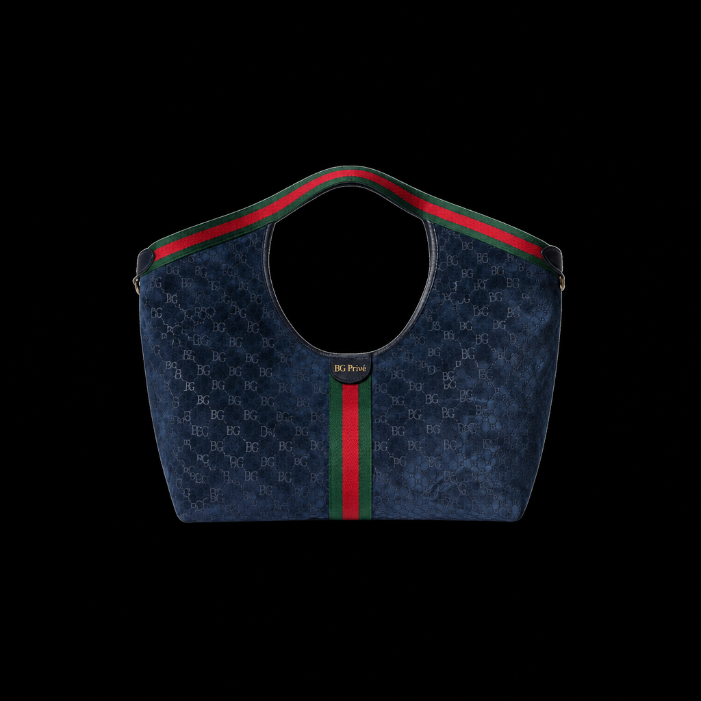 Giglio Large Tote Bag in Dark Blue Suede