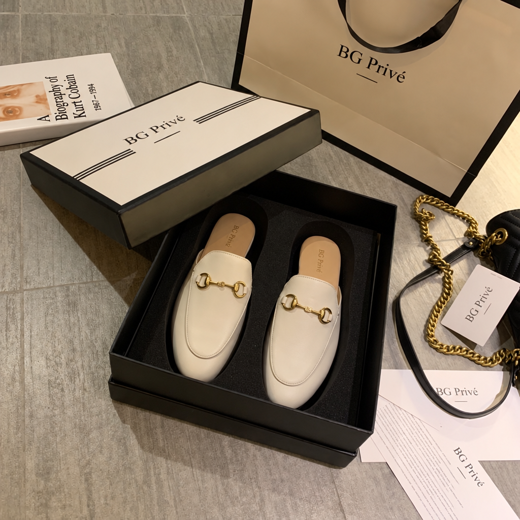 Princetown Women's White Leather Slipper Mule
