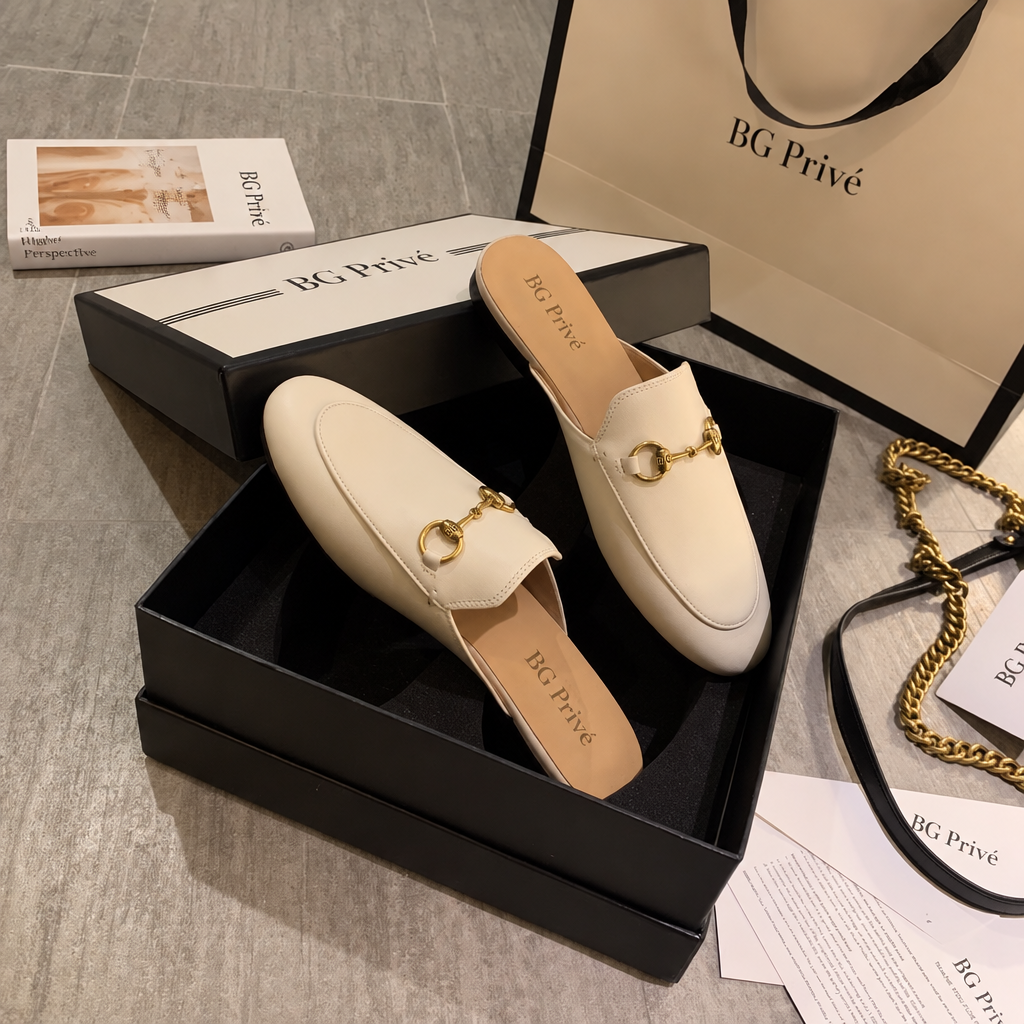 Princetown Women's White Leather Slipper Mule