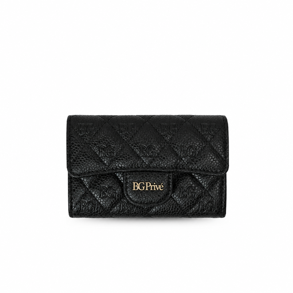 Classic Card Holder in Black Grained Calfskin with Gold-Tone Hardware