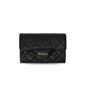 Classic Card Holder in Black Grained Calfskin with Gold-Tone Hardware
