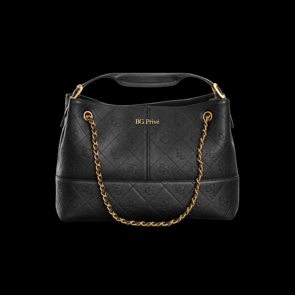 Quilted Shopping Bag – Black Leather Tote