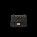 Mini Square Flap Handbag in Black Grained Leather