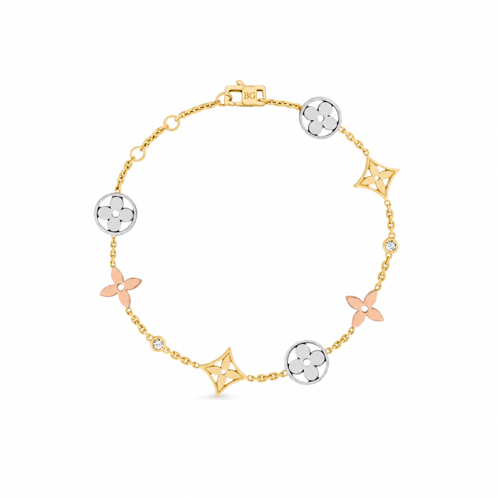 Idylle Blossom Bracelet, 3 Golds and Diamonds