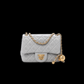 Pearl Crush Mini Rectangular Flap Bag in Light Grey Lambskin