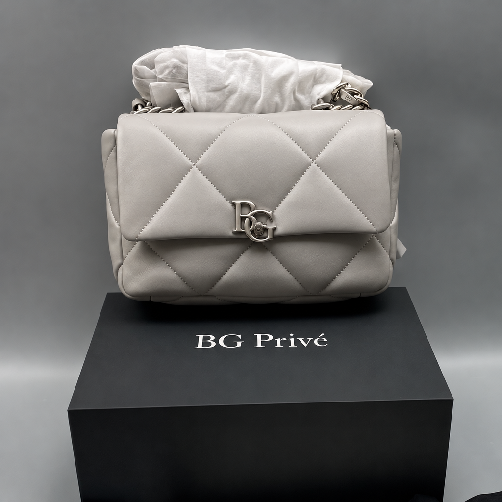 19 Bag Grey Quilted Flap Shoulder &amp; Crossbody Handbag