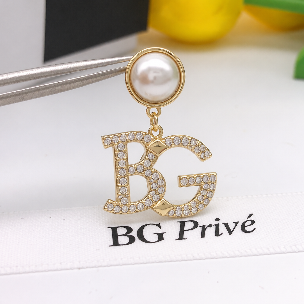 Crystal Pearl Large Drop Earrings Gold