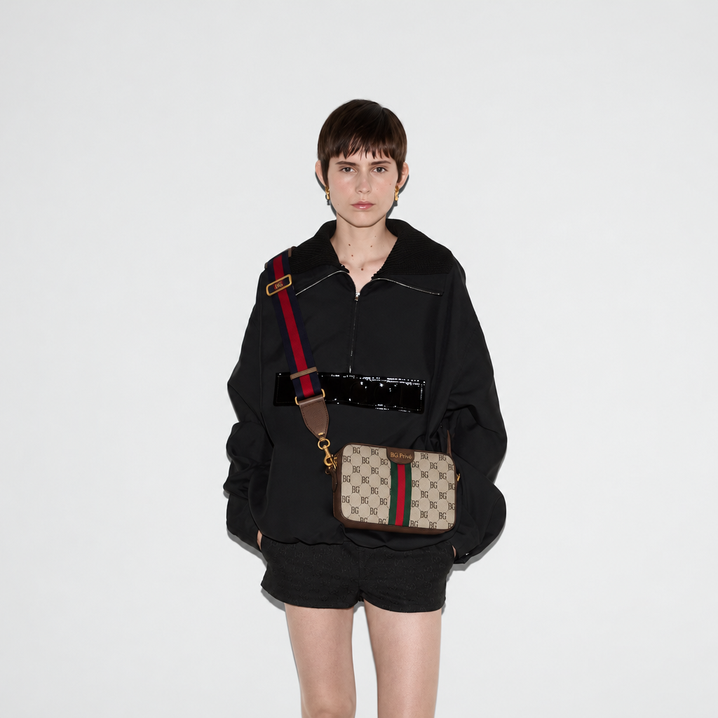 Ophidia Small Crossbody Bag in Beige and Ebony