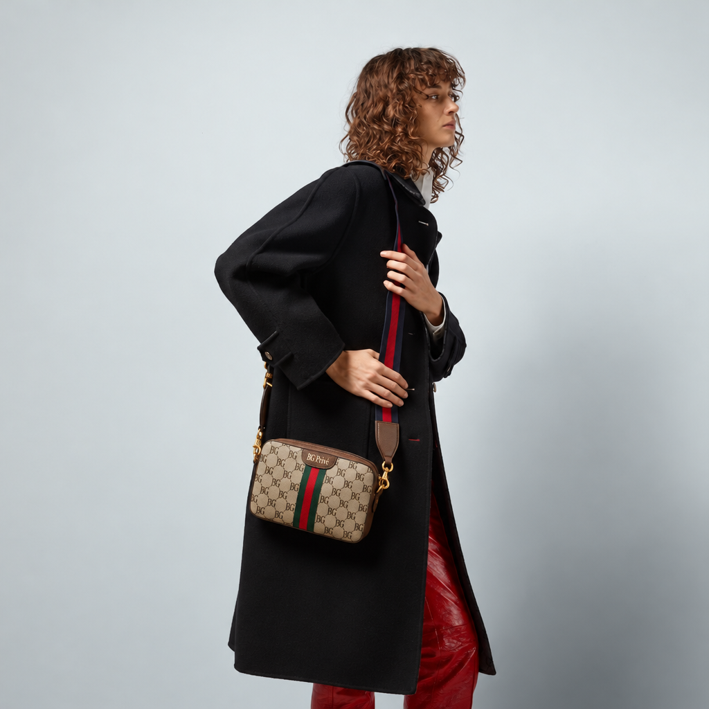 Ophidia Small Crossbody Bag in Beige and Ebony