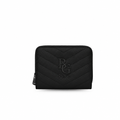 Cassandre Compact Zip Around Wallet in Black Grain de Poudre Leather