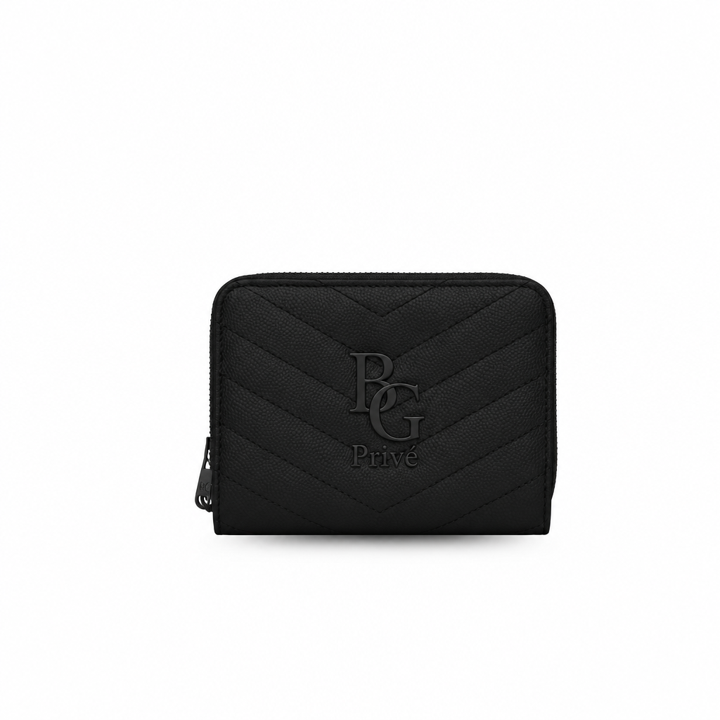 Cassandre Compact Zip Around Wallet in Black Grain de Poudre Leather