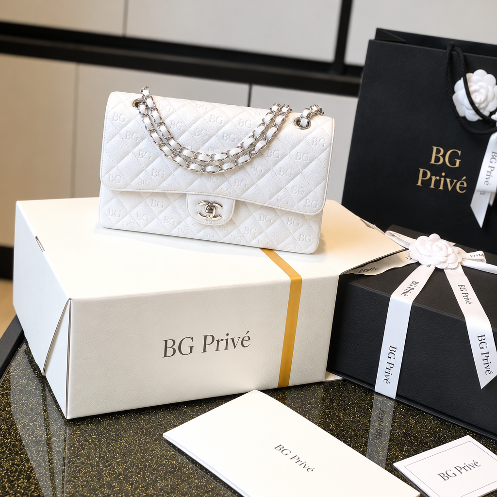 Classic Flap Medium Handbag in White with Silver-Tone Hardware