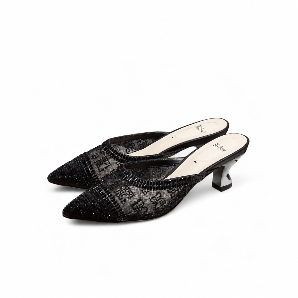 Colibrì Sabot Black Mesh Embellished Mule, 55mm