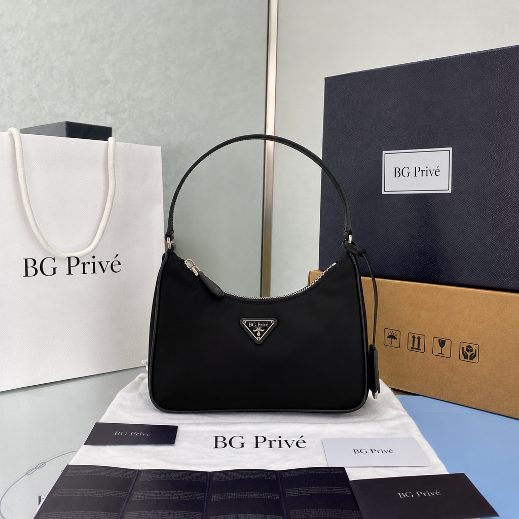 Re-Edition mini bag in Black Re-Nylon and Saffiano Leather