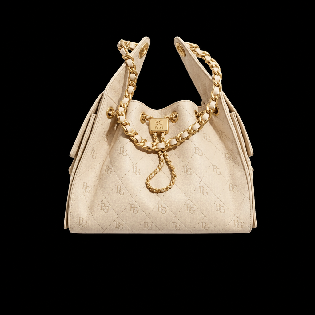 25 Small Handbag in Beige Grained Calfskin