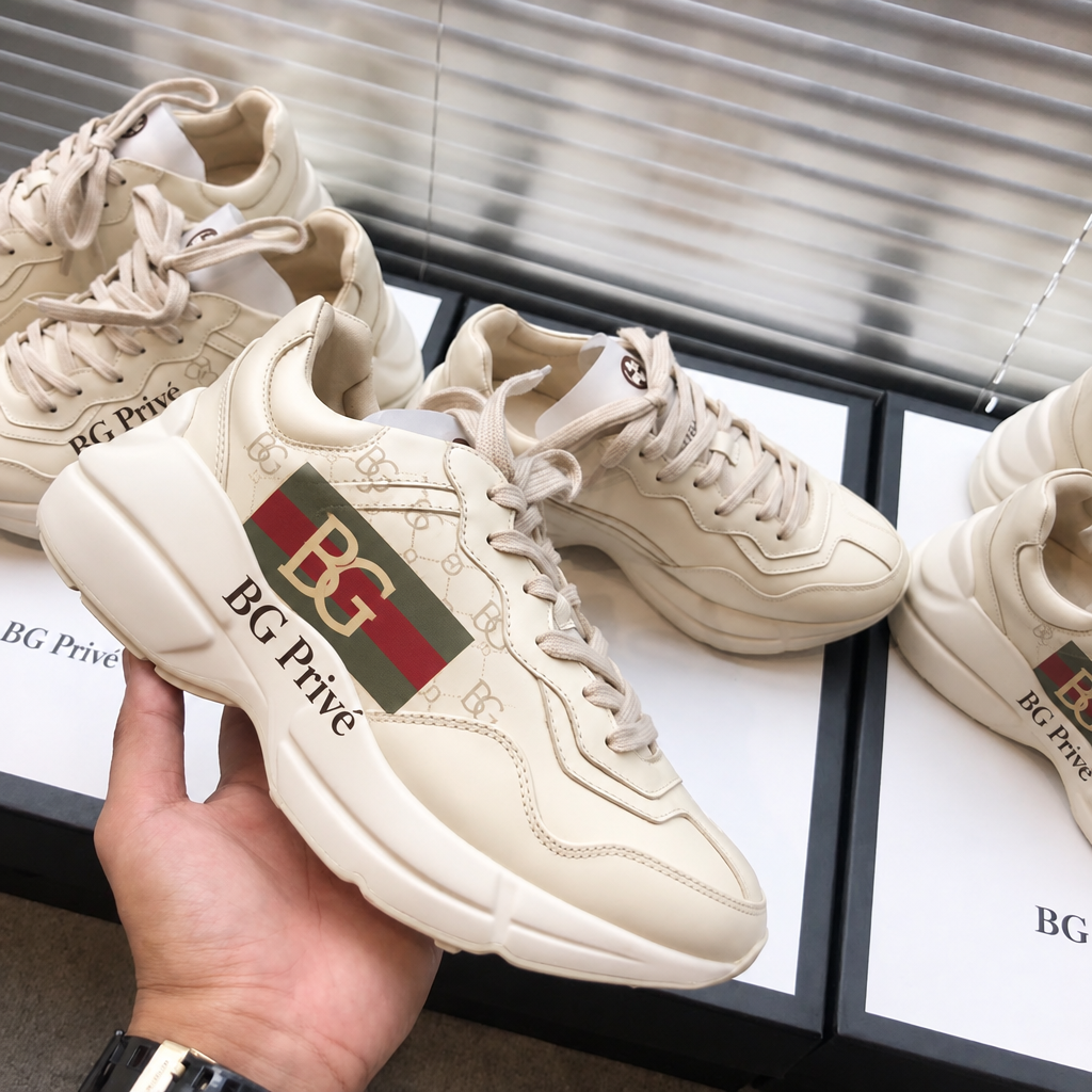 Rhyton Sneakers for Women in Ivory Leather