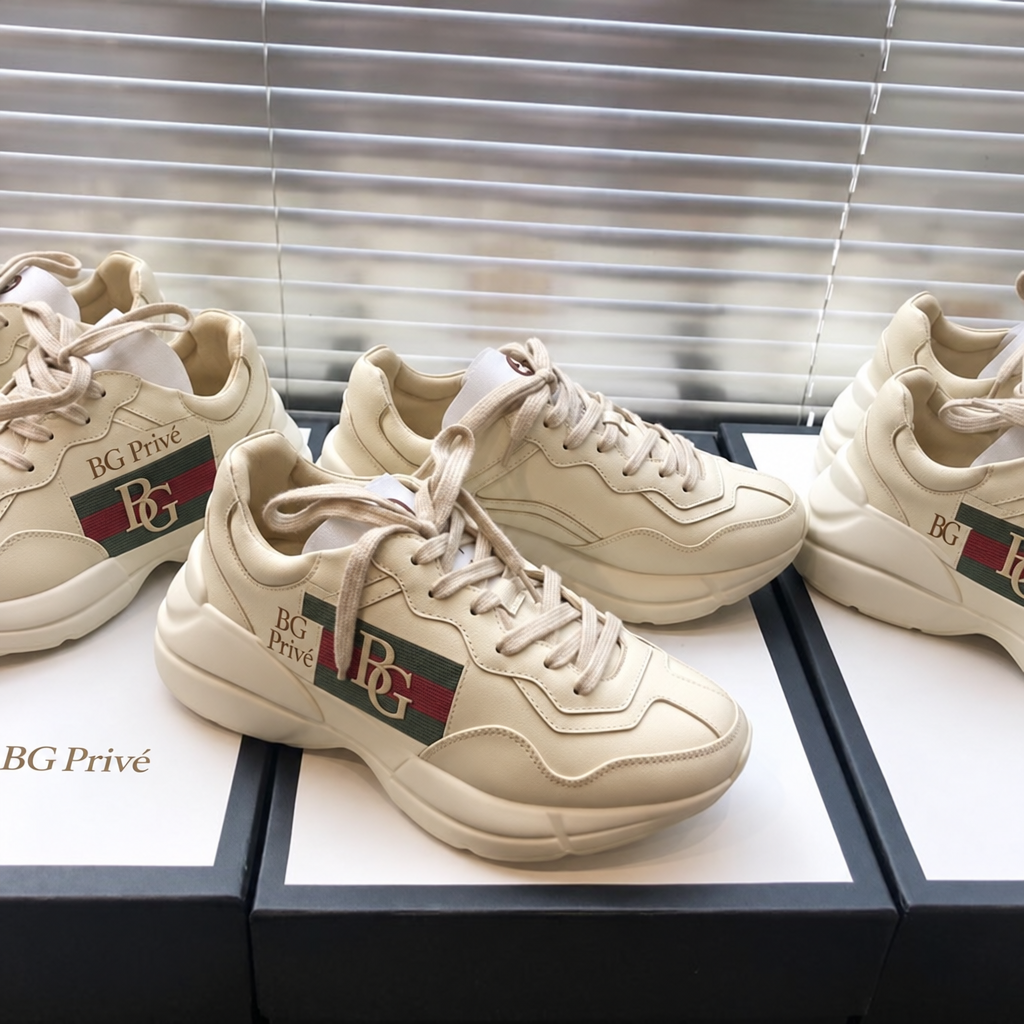 Rhyton Sneakers for Women in Ivory Leather