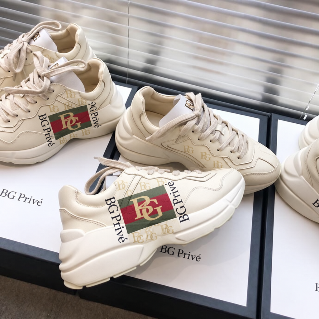 Rhyton Sneakers for Women in Ivory Leather