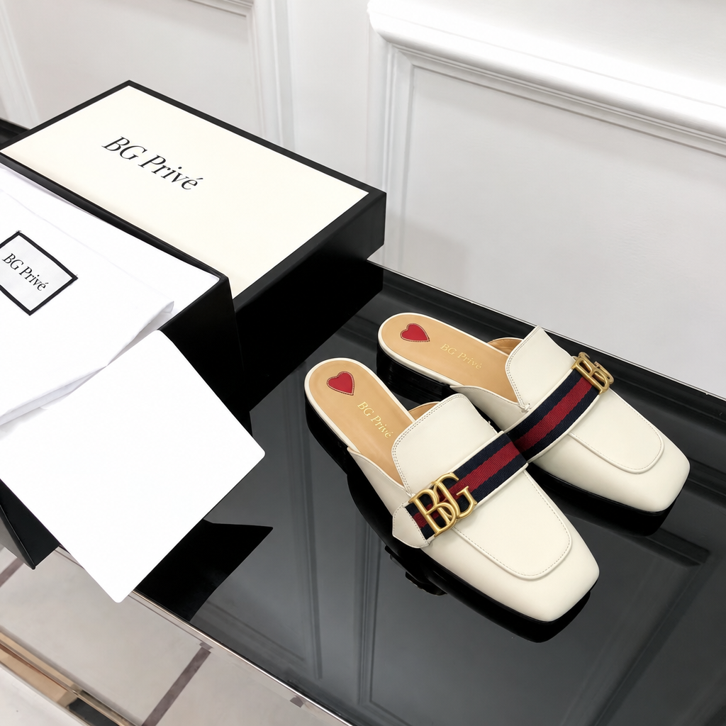 Peyton Mules in Mystic White with Web