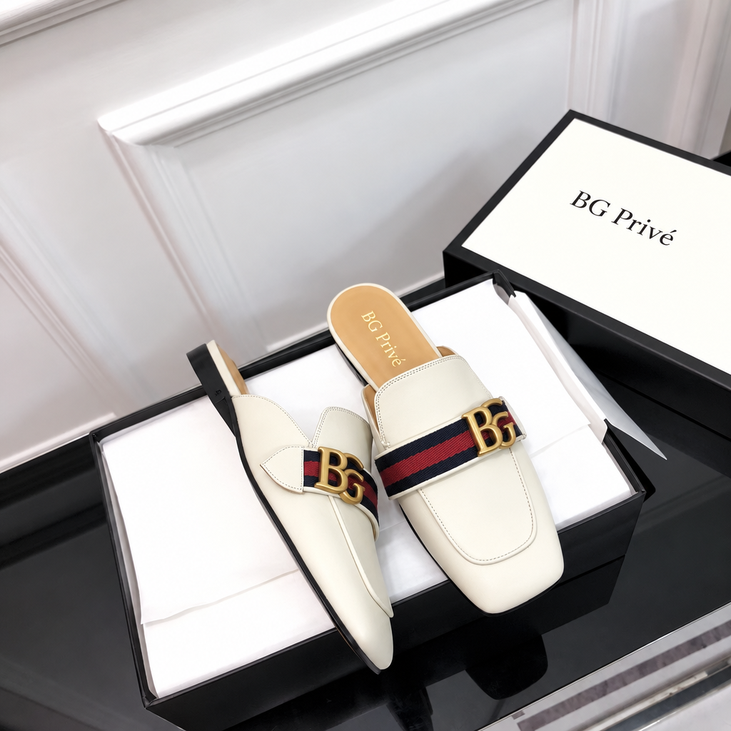 Peyton Mules in Mystic White with Web