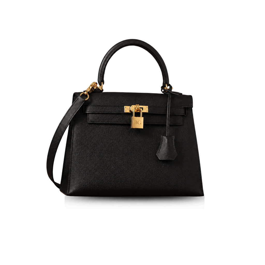 Kelly 25 Sellier Black Epsom Bag with Gold-Tone Hardware
