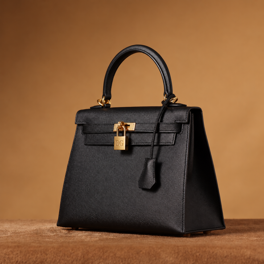 Kelly 25 Sellier Black Epsom Bag with Gold-Tone Hardware