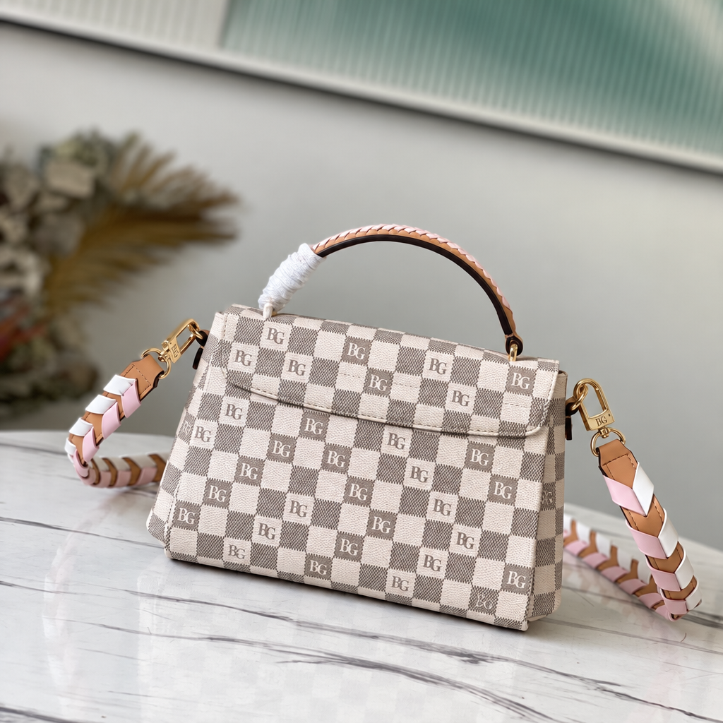 Croisette Damier Azur with Pink Braided Strap
